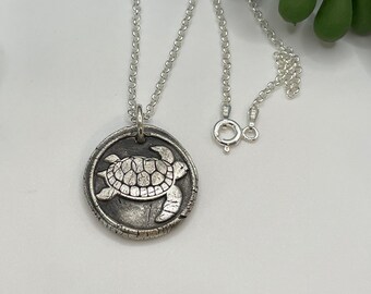 Turtle Wax Seal charm, sea turtle necklace, turtle gift, wax seal charm, charm necklace, sterling silver charm necklace, ocean lover gift