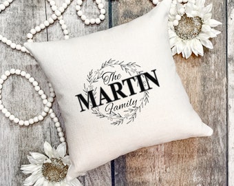 Custom name gift, pillow, last name gift, wedding gift, bridal shower gift, personalized gift