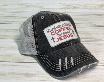 Todo lo que necesito hoy es un poco de café y mucho de Jesús, gorra de camionero, gorra atrevida, gorra de béisbol, gorra de mujer, gorra de cita divertida