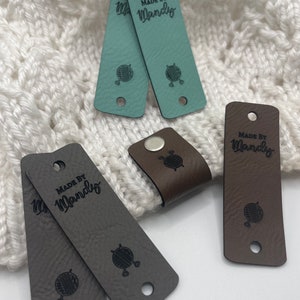 No sew, screw in tag, personalized faux leather tag, cozy tags, crochet tags, knitting tags, crochet label, knitting label, faux labels