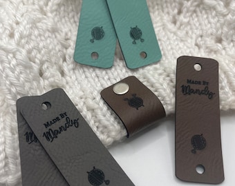 No sew, screw in tag, personalized faux leather tag, cozy tags, crochet tags, knitting tags, crochet label, knitting label, faux labels