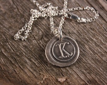Sterling Silver Wax Seal Initial Charm
