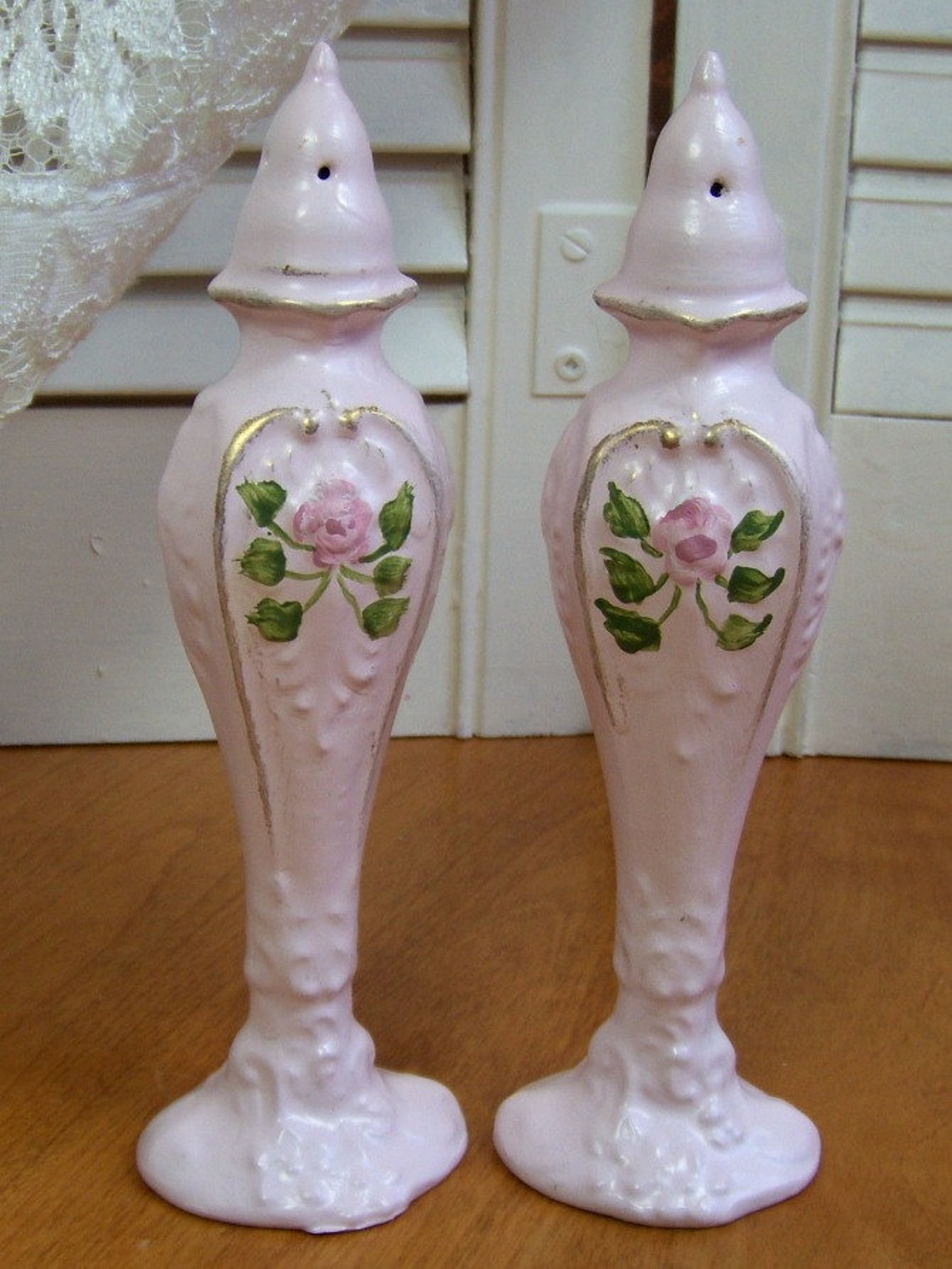 Pink Handpainted Salt and Pepper Shakers Tiny and Cute. Etsy