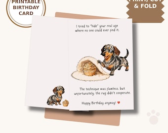 Funny Dachshund Birthday Card Printable, Sausage Dog Birthday Card, Instant Download A4 Card for Dog Lovers
