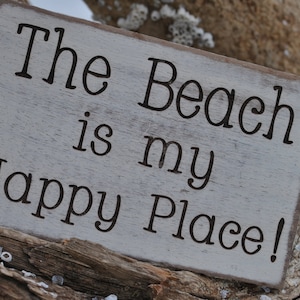 Rustieke strand teken, het strand Is mijn Happy Place teken, Beach Cottage teken, gegraveerd strand teken, Decor van het huis strand teken.