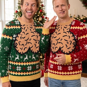 Rolig jultröja, anpassad hudton, ful festoutfit (män/kvinnor)