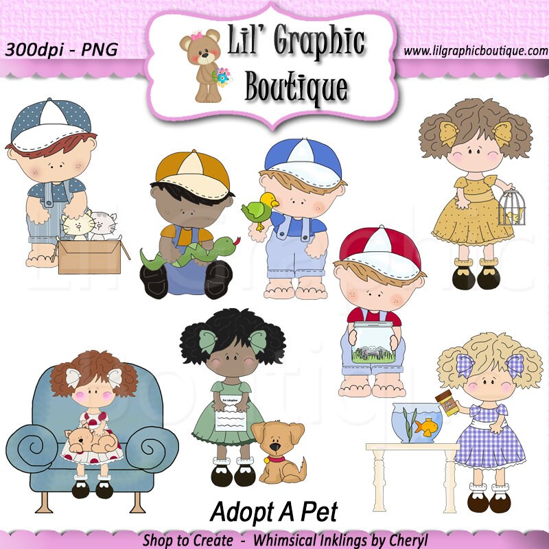 Adopt A Pet Clip Art Set Exclusive One Of A Kind Graphics | Etsy