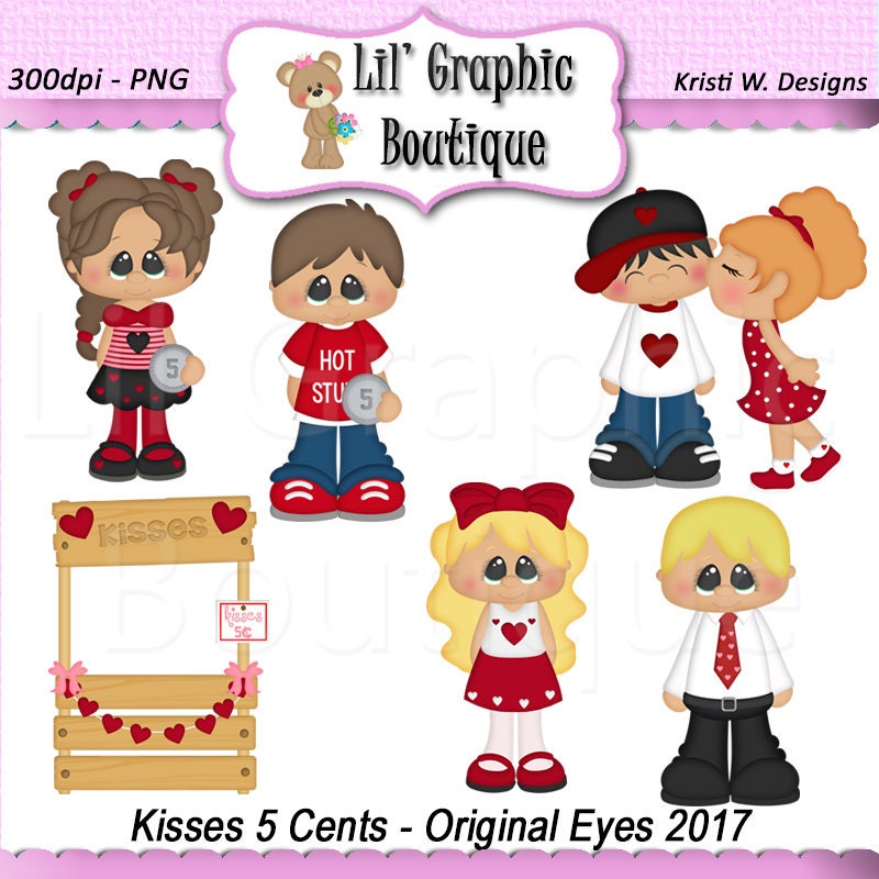 Kisses 5 cents original eyes 2017 digital clip art set  etsy Kisses 5 cents original eyes 2017 digital clip art set  etsy