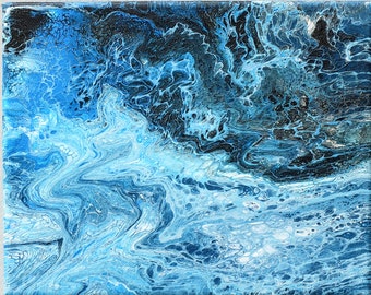Dark Blue Ocean Canvas Art Original Acrylic