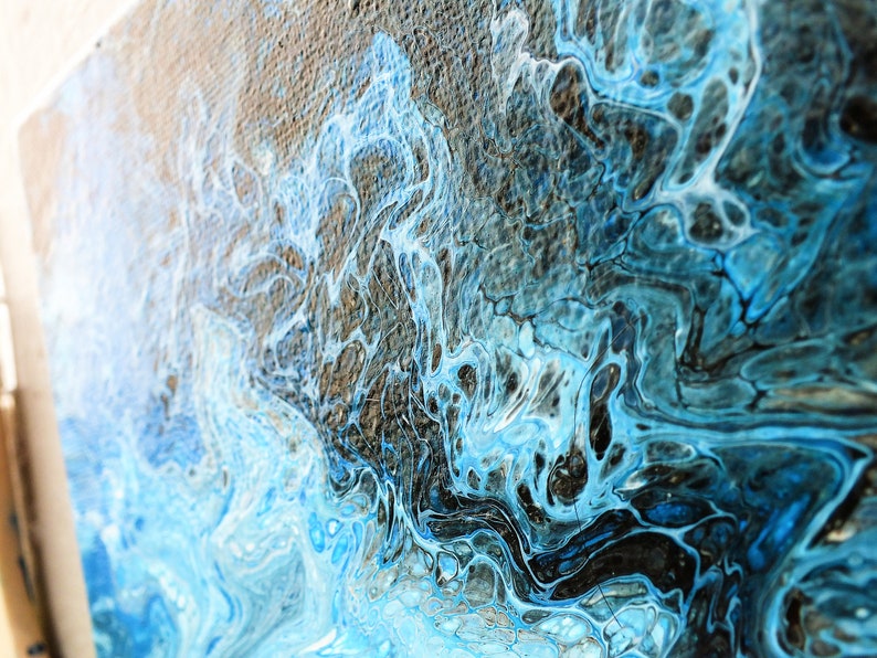 Dark Blue Ocean Canvas Art Original Acrylic