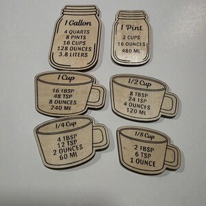 Kitchen common conversion references magnetized for easy access: Laser Engraved 3mm Basswood Cutouts