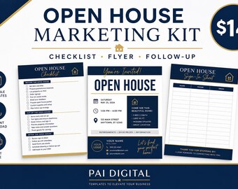 Marketingkit voor open huizen | Sjabloonen voor vastgoedadvertenties en flyers | Digitale download