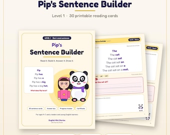 Sentence Building Reading Fluency Cards | CVC Short Vowel Sentences | Kindergarten & ESL Printable