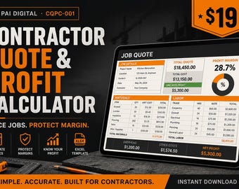 Contractor Quote & Profit Calculator | Digital Download