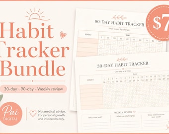 Habit Tracker Bundle — 30 & 90 Day CSV + Weekly Review Sheet