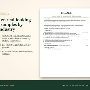 Resume Template Word Google Docs, 6 Designs + Cover Letter + References, 10 Industry Examples, ATS Friendly, Resume Guide, Job Tracker image 3