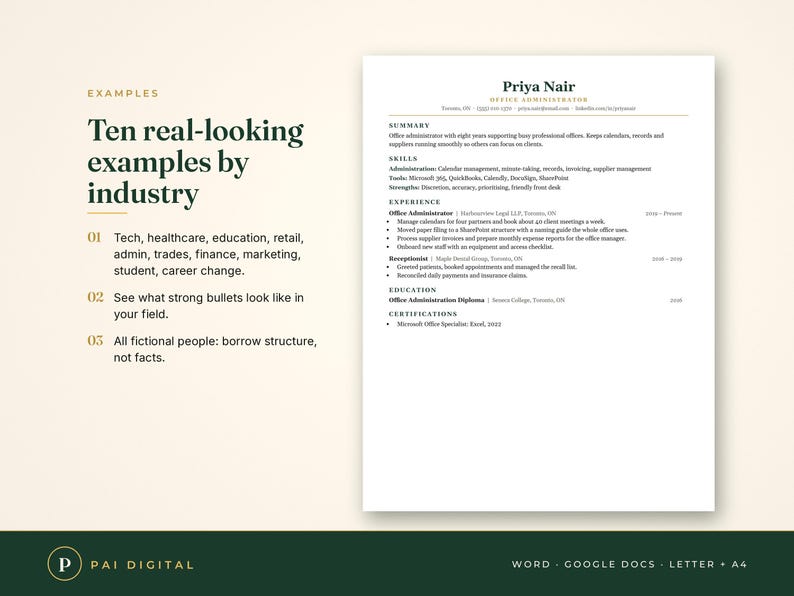 Resume Template Word Google Docs, 6 Designs + Cover Letter + References, 10 Industry Examples, ATS Friendly, Resume Guide, Job Tracker image 3