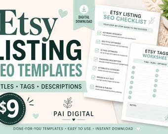 Etsy SEO-sjabloonpakket voor productvermeldingen — Titels, tags en beschrijvingen