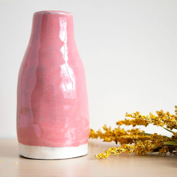 Ceramic Bud Vase Pink Handmade