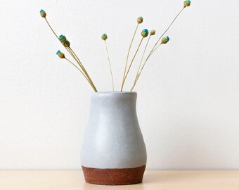 Matte Gray Bud Vase Ceramic Small Dipped Hygge Decor