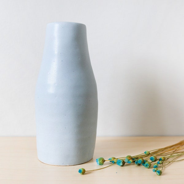 Ceramic Vase Bottle Matte Gray Handmade Hygge Decor