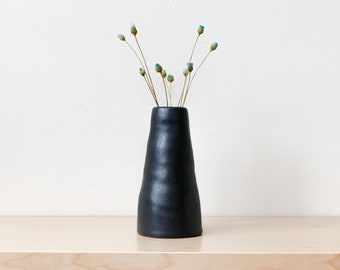 Bud Vase Matte Black Ceramic Modern Minimalist Small Hygge Decor