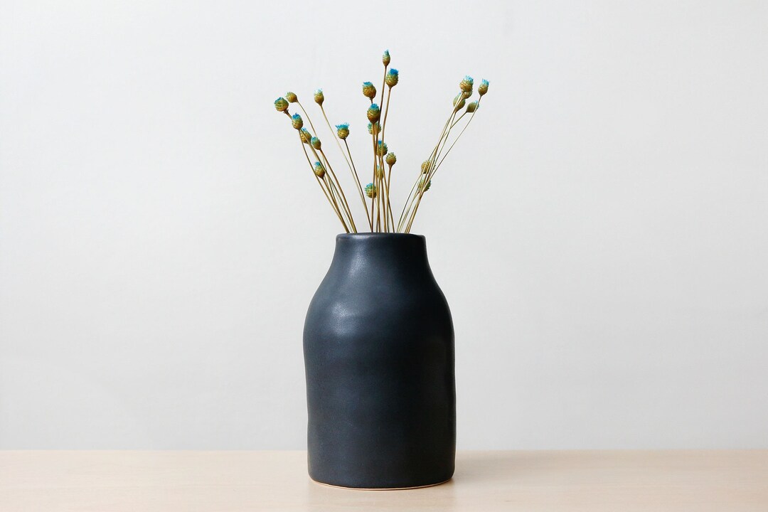 Black Bud Vase Handmade Ceramic Minimalist Pottery Decor Etsy
