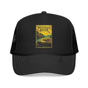 Buffalo River Vintage Patch Foam Trucker Hat | Scenic River Canoe Design