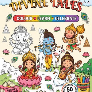 50 Ausmalbilder hinduistischer Götter für Kinder, Götter-Aktivitätsbuch (PDF-Download)