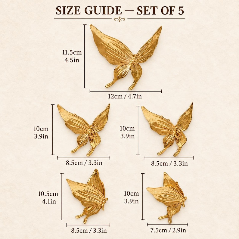 Set of 5 Butterfly Wall Decor, Vintage Resin Butterfly Wall Art, Gold ...