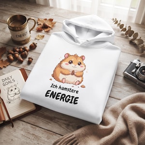 Hamster Hoodie Ich hamstere Energie Unisex Kuschelpullover Introvertiert Geschenk Süßes Tiermotiv Chillen Homeoffice Nager Faulenzer