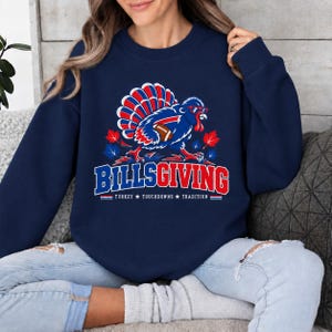 Billsgiving Sweatshirt, Buffalo Football Thanksgiving Crewneck, Turkey Touchdowns Tradition, Game Day Fan Gift