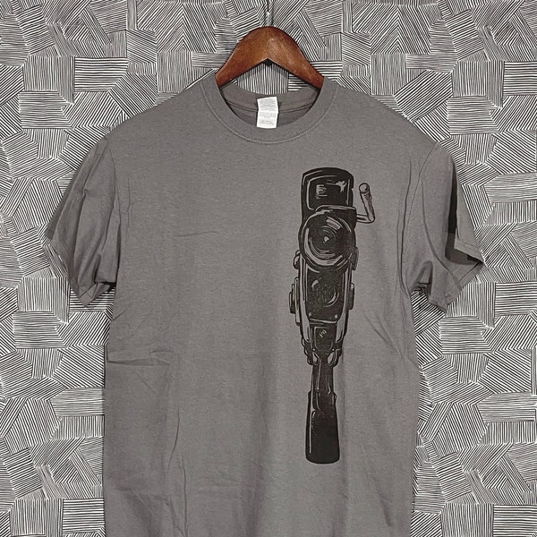 Super 8 Vintage Movie Camera! - Hand Printed, Relief Block T-Shirt - Limited Final Run