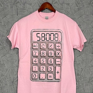 Calculator 58008! - Hand Printed, Relief Block T-Shirt