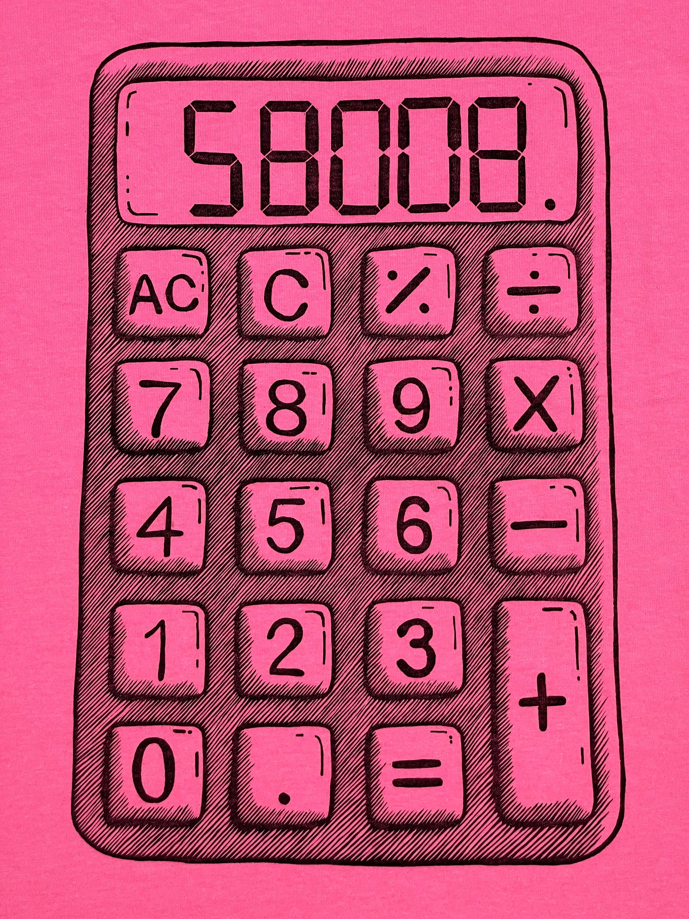 ますさま確認用ページ Calculator 58008! - Hand Printed, Relief Block T-shirt - Etsy