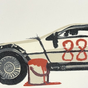 138 km/h - förminskat linoleumsnitt - Tillbaka till framtiden inspirerad