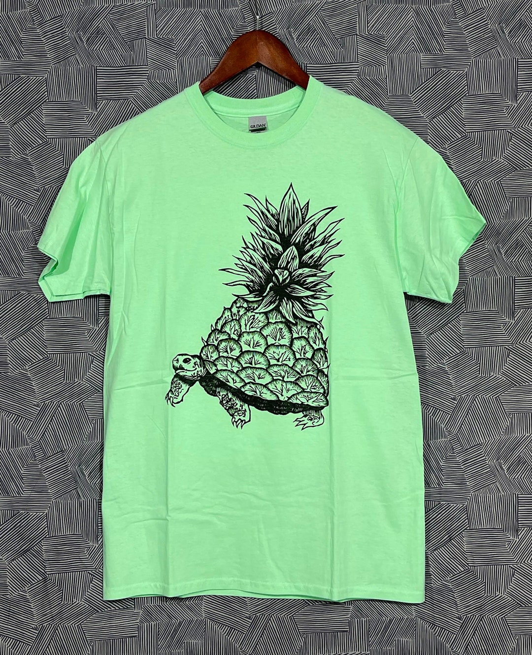 Pineapple Turtle Hand Printed, Relief Block Tshirt Etsy
