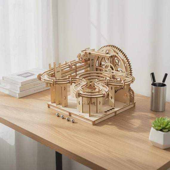 DIY Wooden Marble Run Kit | Intricate Kinetic Wood Puzzle | Brain Teaser Gift