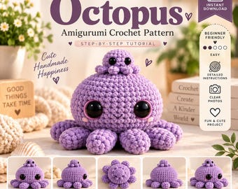Häkelanleitung für einen Oktopus, Amigurumi-Spielzeug (PDF), einfache Häkelanleitung für Anfänger