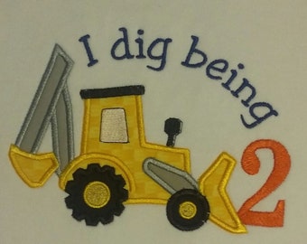Backhoe Tractor John Deere Inspired Birthday Themed Personalized Bodysuit 1st, 2nd-5th available
