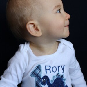 Baby Boy&#39;s First Birthday Dinosaur Personalized Onesie 1st (2nd-5th also available)