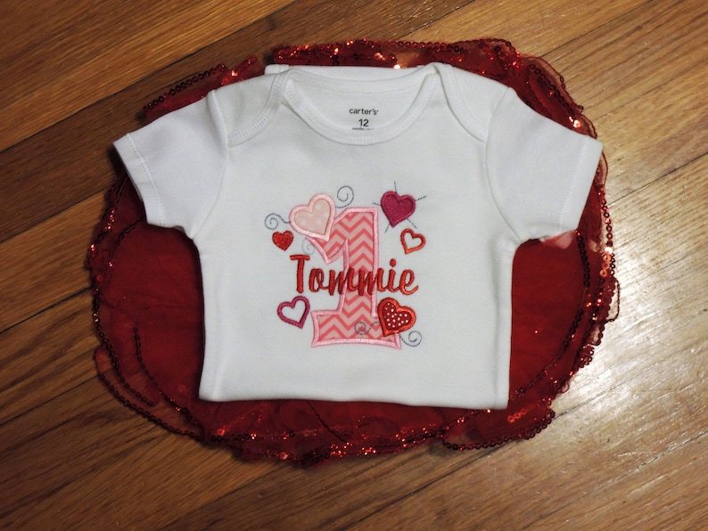 Love Heart Personalized Baby Girl/'s First Birthday Bodysuit Tutu Set 1st 2nd also available