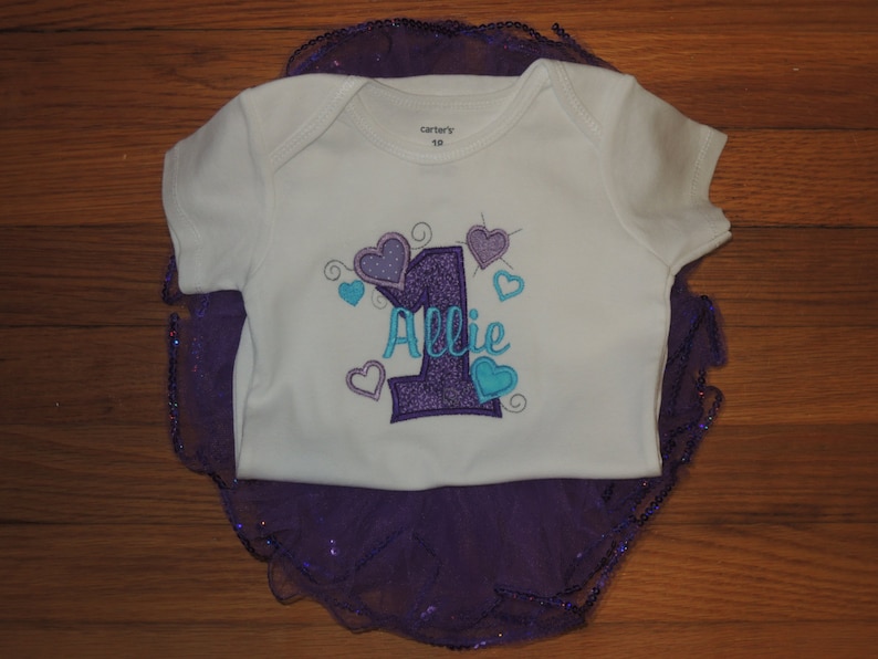 Love Heart Personalized Baby Girl/'s First Birthday Bodysuit Tutu Set 1st 2nd also available