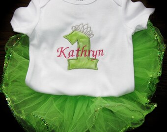 Personalized Baby Girl's First Birthday Tiara Princess Bodysuit Tutu Set 1st (2nd also available)