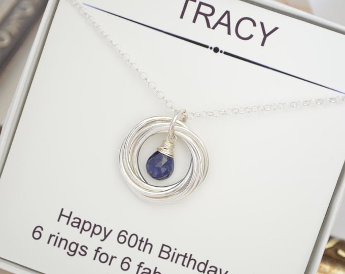 60th Birthday necklace for women, Gift for mother, 60th for wife, Blue Sapphire necklace, September birthstone necklace, Milestone jewelry