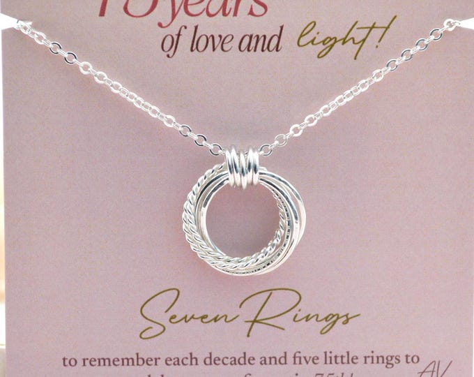 75th Birthday Gifts for Women, 75th Silver Necklace for Her, 75th Gift Ideas for Mom, 75th Gift for Her, Birthday Gifts for Wife Sister