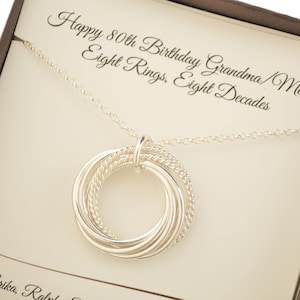 80th Birthday necklace for mom, 8th Anniversary gift, 80th Birthday jewelry, 80th for women, Sterling silver necklace, Milestone gifts