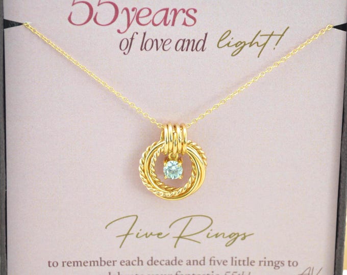 55th Birthday Gift for Women, 55th Birthday Ideas for Her, 55th Birthday Gold Necklace, Birthday Gift for Mom, Gold Birthstone Necklace
