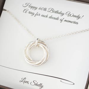 60. Geburtstag Geschenk für Mutter, 6 Jahre Geschenk für sie, 6 Ringe 6 Jahrzehnte Halskette, 60. Geburtstag Geschenk, 60. Geburtstag Schmuck