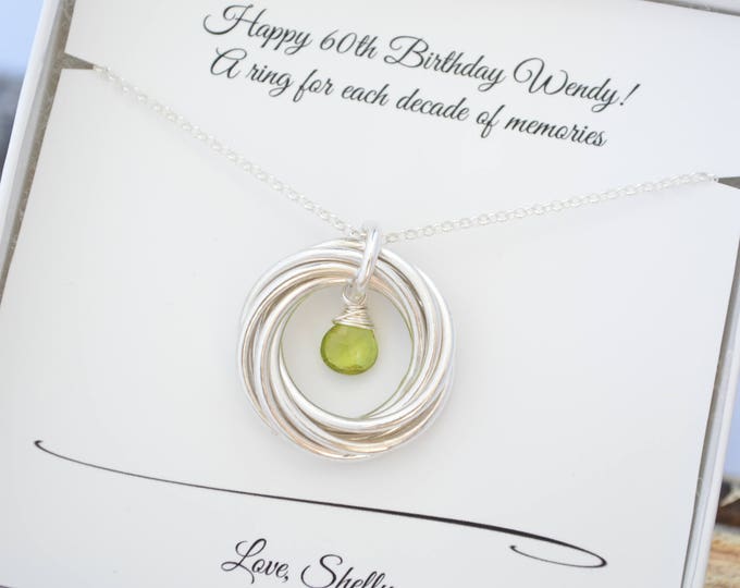 60th Birthday gift for mom and grandma, 6th Anniversary gift for wife, August birthstone, Peridot birthstone necklace, 60th Birthday for her